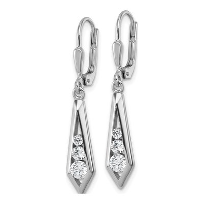 Sterling Silver CZ Kite Leverback Earrings – view 3