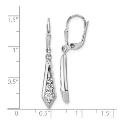 Sterling Silver CZ Kite Leverback Earrings – view 4