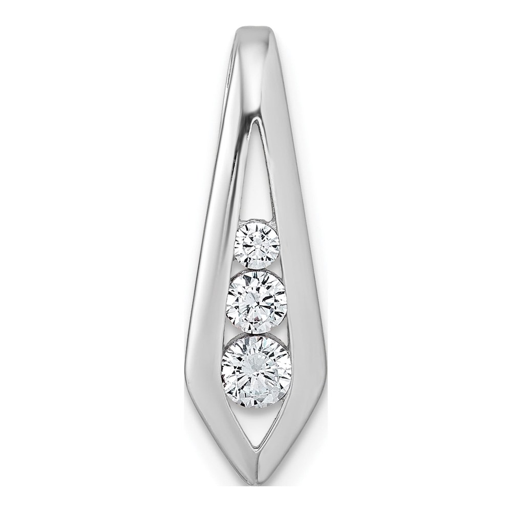 Sterling Silver Rhodium-Plated Polished Fancy Cz Kite-Shaped Chain Slide Pendant
