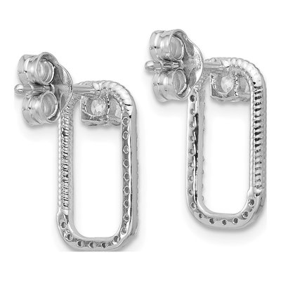Sterling Silver CZ Textured Rectangle Dangle Earrings – view 3