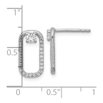 Sterling Silver CZ Textured Rectangle Dangle Earrings – view 4