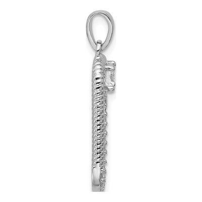 Sterling Silver CZ Textured Rectangle Pendant – view 2