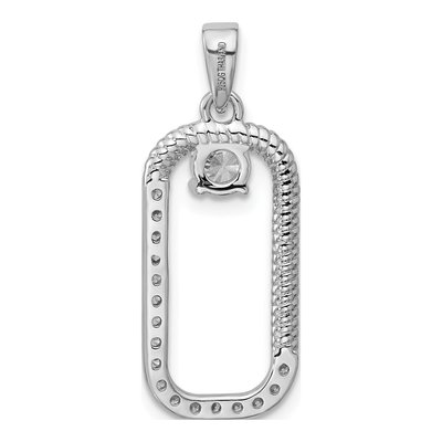 Sterling Silver CZ Textured Rectangle Pendant – view 3