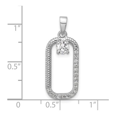 Sterling Silver CZ Textured Rectangle Pendant – view 4