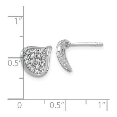 Sterling Silver CZ Curved Button Stud Earrings – view 4