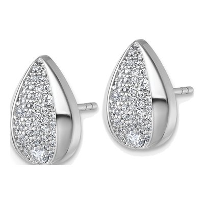 Sterling Silver CZ Pave Teardrop Stud Earrings – view 3