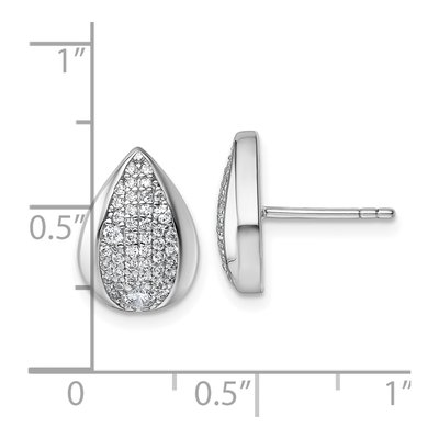 Sterling Silver CZ Pave Teardrop Stud Earrings – view 4