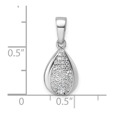 Sterling Silver CZ Pave Teardrop Pendant – view 5