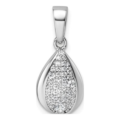 Sterling Silver CZ Pave Teardrop Pendant