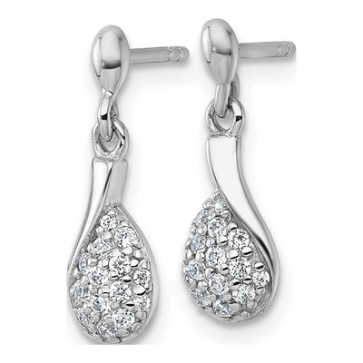 Sterling Silver CZ Teardrop Dangle Earrings – view 3