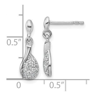 Sterling Silver CZ Teardrop Dangle Earrings – view 4