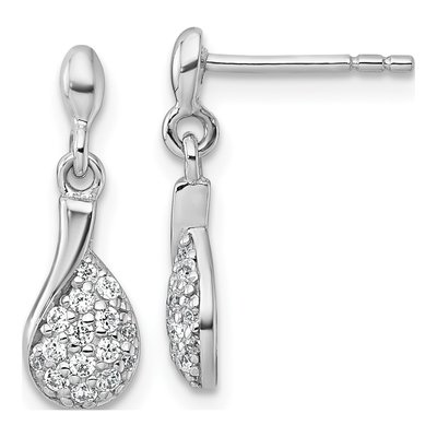 Sterling Silver CZ Teardrop Dangle Earrings