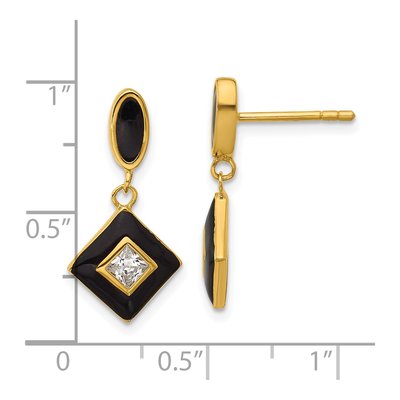 Gold-Plated Sterling Silver CZ Dangle Earrings – view 3