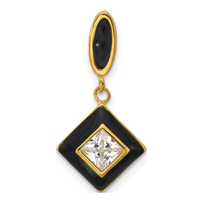 Gold-Plated Sterling Silver CZ Enamel Pendant