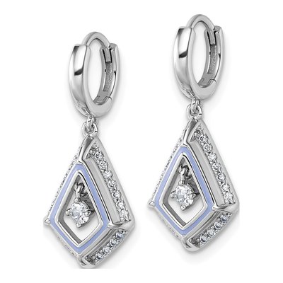 Sterling Silver CZ Enamel Kite Dangle Earrings – view 3