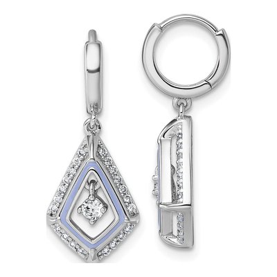 Sterling Silver CZ Enamel Kite Dangle Earrings