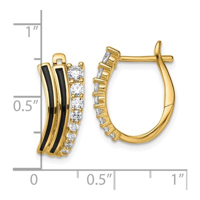 Gold-Plated Sterling Silver 18mm CZ Enamel Huggie Hoop Earrings – view 4