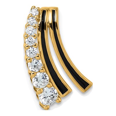 Gold-Plated Sterling Silver CZ Enamel Slide Pendant