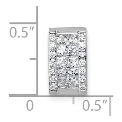 Sterling Silver CZ Pave Rectangle Slide Pendant – view 5