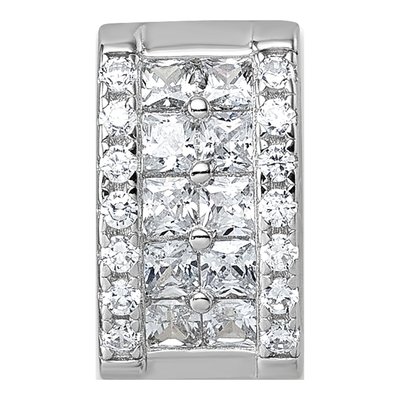Sterling Silver CZ Pave Rectangle Slide Pendant