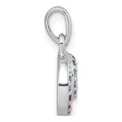 Sterling Silver CZ Rainbow Double Circle Pendant – view 3