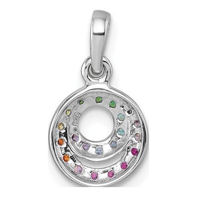 Sterling Silver CZ Rainbow Double Circle Pendant – view 4