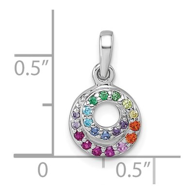 Sterling Silver CZ Rainbow Double Circle Pendant – view 5