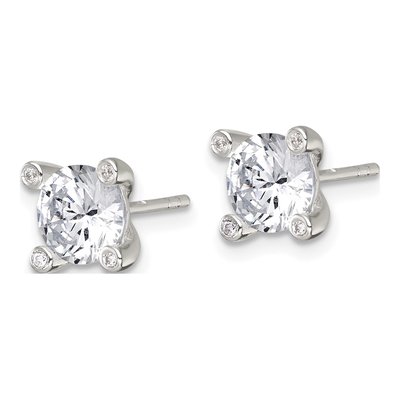 Sterling Silver CZ Stud Earrings – view 3