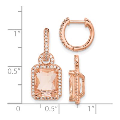 Rose Gold-Plated Sterling Silver 25mm CZ Glass Huggie Hoop Earrings – view 4