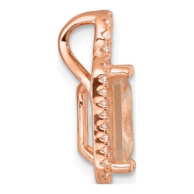 Rose Gold-Plated Sterling Silver CZ Glass Halo Slide Pendant – view 3