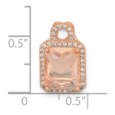 Rose Gold-Plated Sterling Silver CZ Glass Halo Slide Pendant – view 5