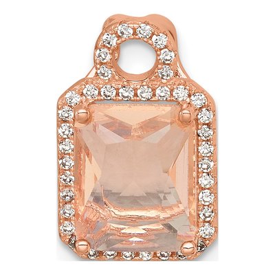 Rose Gold-Plated Sterling Silver CZ Glass Halo Slide Pendant