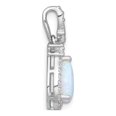 Sterling Silver Lab-Created Opal & CZ Teardrop Slide Pendant – view 3