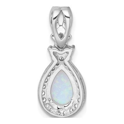 Sterling Silver Lab-Created Opal & CZ Teardrop Slide Pendant – view 4