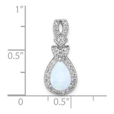 Sterling Silver Lab-Created Opal & CZ Teardrop Slide Pendant – view 5