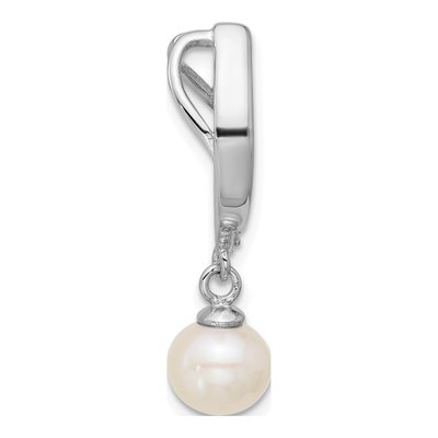Sterling Silver Freshwater Cultured Pearl & CZ Slide Pendant – view 2