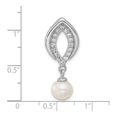 Sterling Silver Freshwater Cultured Pearl & CZ Slide Pendant – view 4
