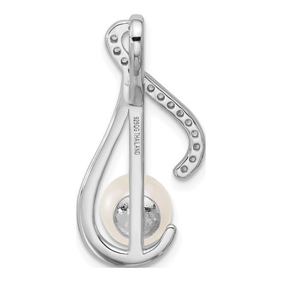 Sterling Silver Freshwater Cultured Pearl & CZ Slide Pendant – view 3