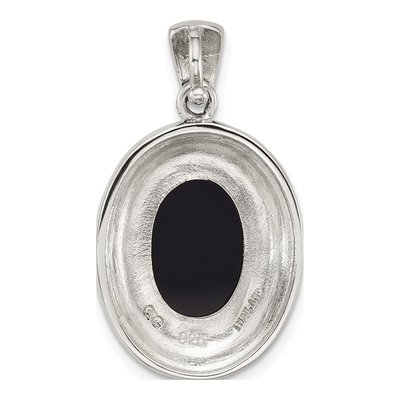 Sterling Silver Agate & Mother of Pearl Marcasite Cameo Pendant – view 3
