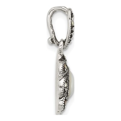 Sterling Silver Mother of Pearl Marcasite Pendant – view 2
