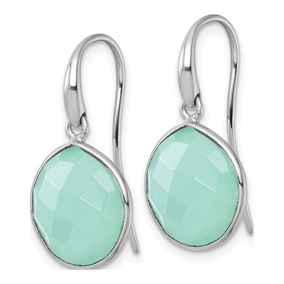 Sterling Silver Green Chalcedony Dangle Earrings – view 3