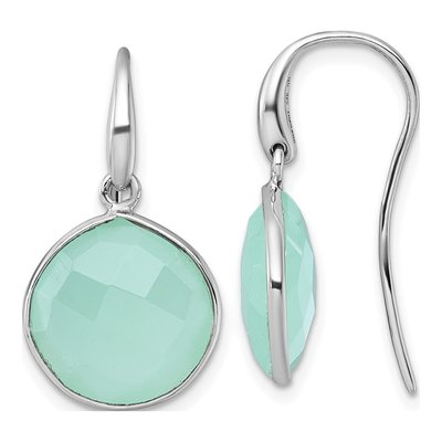 Sterling Silver Green Chalcedony Dangle Earrings