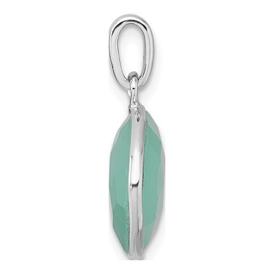 Sterling Silver Green Chalcedony Round Pendant – view 3