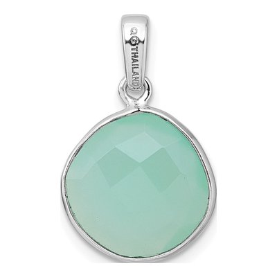 Sterling Silver Green Chalcedony Round Pendant – view 4