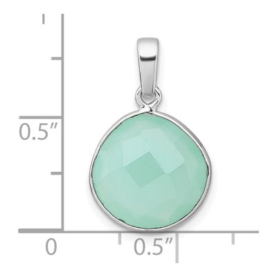 Sterling Silver Green Chalcedony Round Pendant – view 5