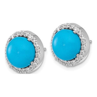 Sterling Silver CZ Halo Stud Earrings – view 3