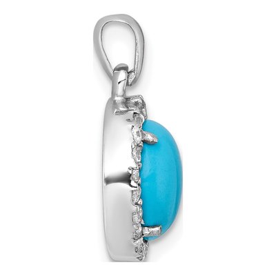 Sterling Silver CZ Halo Turquoise Circle Pendant – view 3