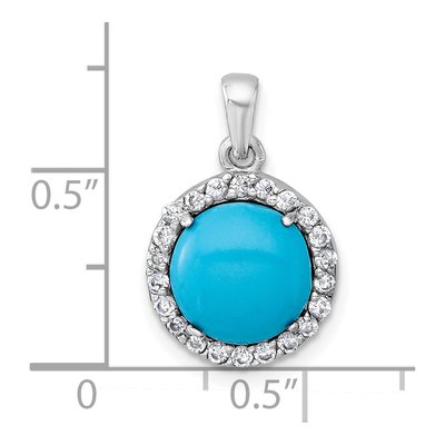 Sterling Silver CZ Halo Turquoise Circle Pendant – view 5