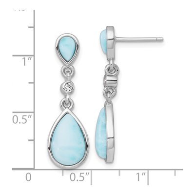 Sterling Silver CZ Larimar Teardrop Dangle Earrings – view 4