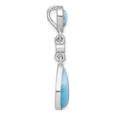 Sterling Silver CZ Larimar Teardrop Slide Pendant – view 3